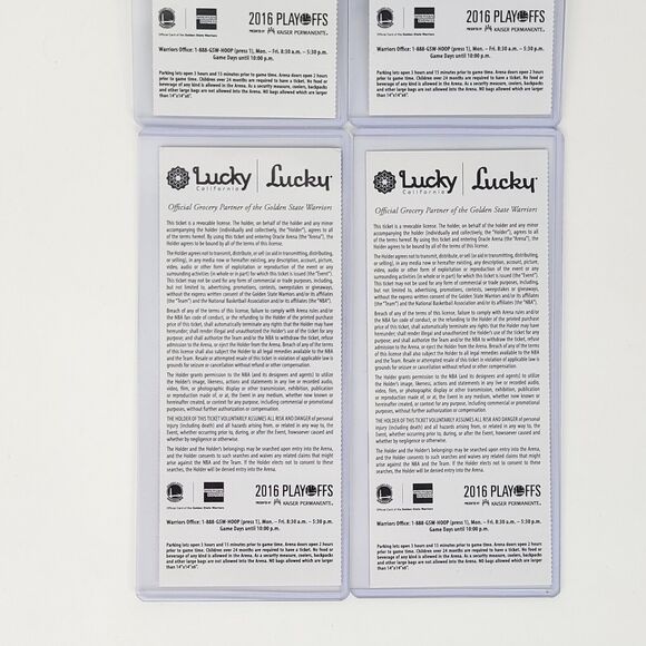 (4) NBA Playoffs 2016 Tickets Golden State Warriors Round 2 4th Home Game - Picture 6 of 6